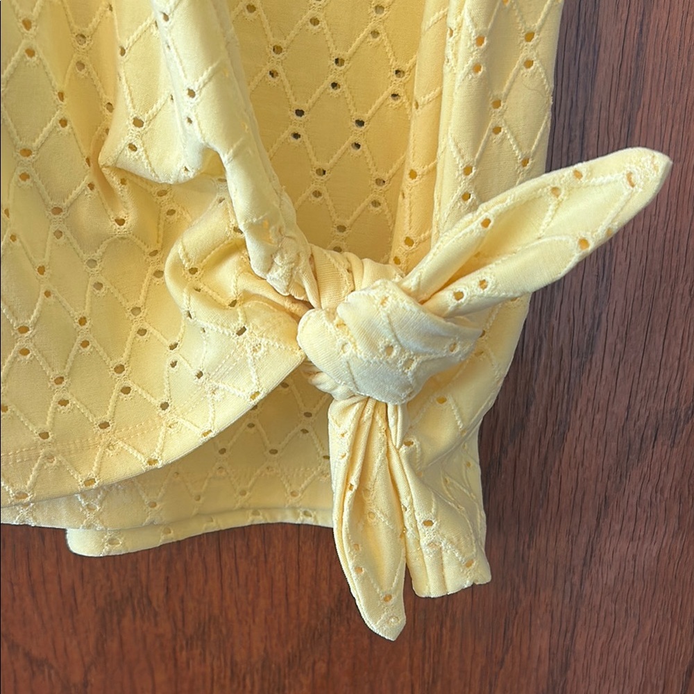 Michael Kors Bright Yellow Eyelet Wrap Blouse - Picture 4 of 7